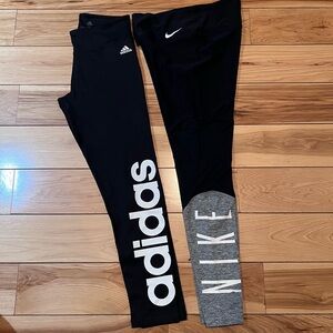 Adidas and Nike  Black Logo Leggings